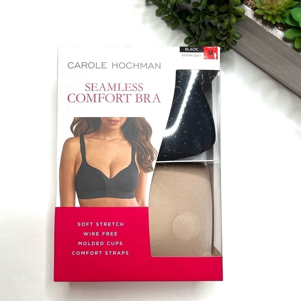 CAROLE HOCHMAN Seamless Comfort Bra WIRE FREE MOLDED CUPS 2 Pack